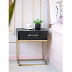 Приставной столик с резным узором на выдвижном ящике Black Table Carved Pattern варинант исполнения - 8 | Loft Concept в Брянске