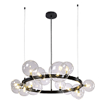 Люстра круглая подвесная с 15-ю прозрачными шарообразными плафонами из стекла Iona chandelier варинант исполнения - 7 | Loft Concept в Брянске