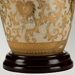 Настольная лампа с фарфоровым основанием с декоративным орнаментом и белым абажуром на темной круглой подставке Elstead Lighting варинант исполнения - 9 | Loft Concept в Брянске