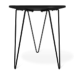 Стол журнальный с круглой столешницей из стекла на 3-х черных ножках Beige Marble варинант исполнения - 4 | Loft Concept в Брянске