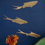 Обои с вышивкой ручной работы Deco Fish Aurum colourway on Caribbean Sea slub silk варинант исполнения - 1 | Loft Concept в Брянске