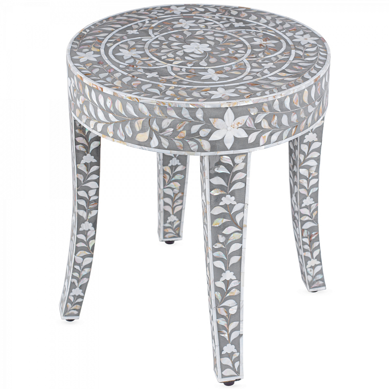 Столик MOTHER OF PERAL INLAY STOOL Серый ivory ( слоновая кость ) Перламутровый в Брянске | Loft Concept 
