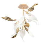 Люстра потолочная с белыми матовыми и золотыми глянцевыми листьями Wintery flovers варинант исполнения - 1 | Loft Concept в Брянске