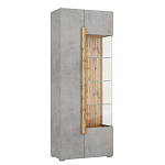 Шкаф-витрина с фасадом цвета серый бетон и стеклянными дверками Grace of Furniture варинант исполнения - 2 | Loft Concept в Брянске