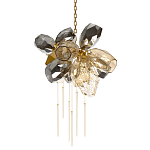 Люстра подвесная со стеклянными плафонами из дымчатого и золотистого с шестью вертикальными подвесками Gilded Mirage  варинант исполнения - 1 | Loft Concept в Брянске