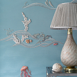 Обои с вышивкой ручной работы Amami Waves Moonbeam colourway on silk moire варинант исполнения - 4 | Loft Concept в Брянске