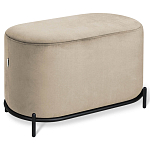 Банкетка овальная бежевый велюр на 4-х металлических ножках черного цвета SANJAY варинант исполнения - 1 | Loft Concept в Брянске