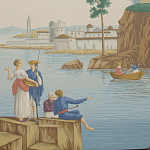 Обои ручная роспись Views of Italy Olive варинант исполнения - 1 | Loft Concept в Брянске