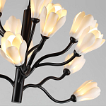 Люстра подвесная черного цвета с ветвями и белыми фарфоровыми цветами Floralis варинант исполнения - 6 | Loft Concept в Брянске