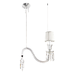 Подвесной светильник с белым текстильным абажуром и изогнутым хрустальным основанием с подвесками Lustre Reverie варинант исполнения - 2 | Loft Concept в Брянске