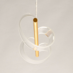 Люстра линейная золотистого цвета с двумя прозрачными волнистыми элементами Wave Line варинант исполнения - 8 | Loft Concept в Брянске