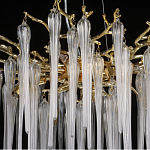 Люстра золотого цвета с декоративными ветками и длинными прозрачными стеклянными подвесами в форме сосулек Droplet Chandelier варинант исполнения - 10 | Loft Concept в Брянске