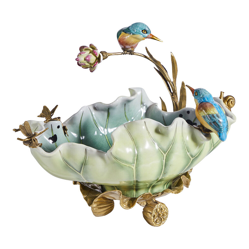 Чаша в виде листка лотоса с птицами Eden Garden Мульти Бронза в Брянске | Loft Concept 