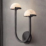 Бра с 2-мя мраморными плафонами на черном корпусе Light Warm Light варинант исполнения - 3 | Loft Concept в Брянске