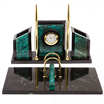 Настольный письменный набор из змеевика с часами Successful Leader варинант исполнения - 1 | Loft Concept в Брянске