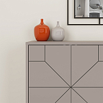 Комод бежево-серый с 4-мя дверцами с геометрическим рисунком на металлических ножках DUNE CONSOLE LIGHT MOCHA варинант исполнения - 4 | Loft Concept в Брянске