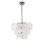 Люстра из белых стеклянных дисков на серебрянном каркасе White Glowing Reflectors варинант исполнения - 3 | Loft Concept в Брянске