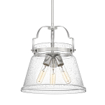 Подвесной светильник с прозрачным стеклянным плафоном в форме колокола с эффектом пузырьков и тремя лампами Quoizel варинант исполнения - 1 | Loft Concept в Брянске