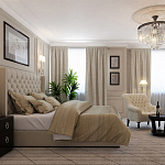 Кровать двуспальная бежевая с основанием из массива дерева с мягким изголовьем Flax Beds варинант исполнения - 4 | Loft Concept в Брянске