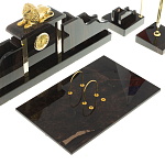 Настольный письменный набор из чёрного обсидиана с декором в виде льва Golden Lion варинант исполнения - 3 | Loft Concept в Брянске