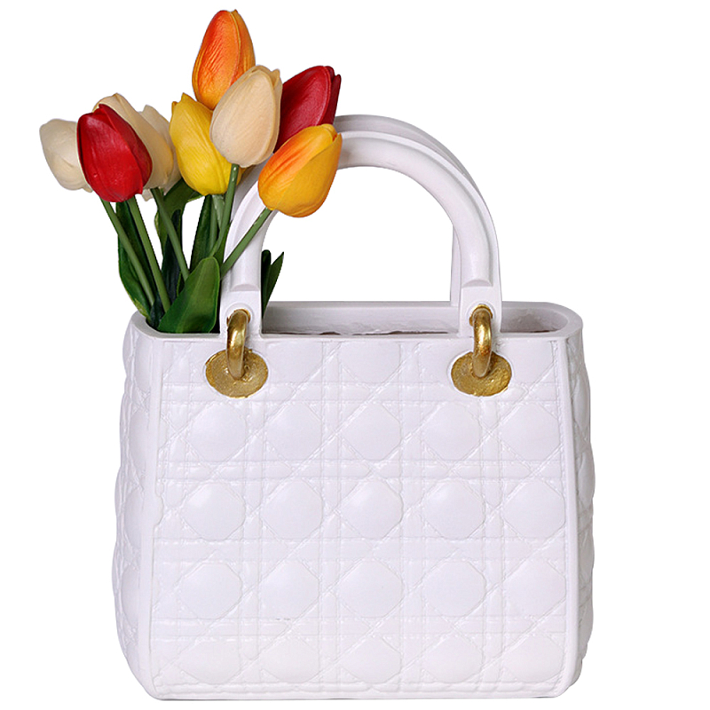 Декоративная ваза в виде сумки Bag Vase White Белый Золотой в Брянске | Loft Concept 