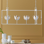 Люстра белая прямоугольная с абажурами в виде цветков тюльпана White Tulips варинант исполнения - 8 | Loft Concept в Брянске