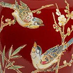 Настольная лампа бордовая с изображением птиц Slip Away варинант исполнения - 6 | Loft Concept в Брянске