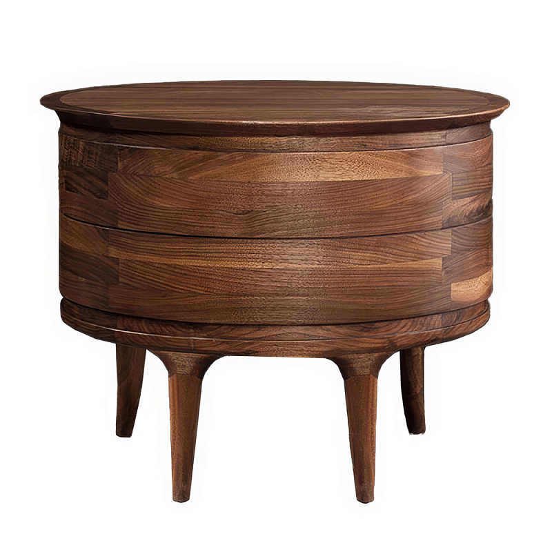 Прикроватный столик из дерева с 2-мя ящиками Moon Walnut Furniture Орех Прикроватный столик из дерева с 2-мя ящиками Moon Walnut Furniture Орех в Брянске | Loft Concept