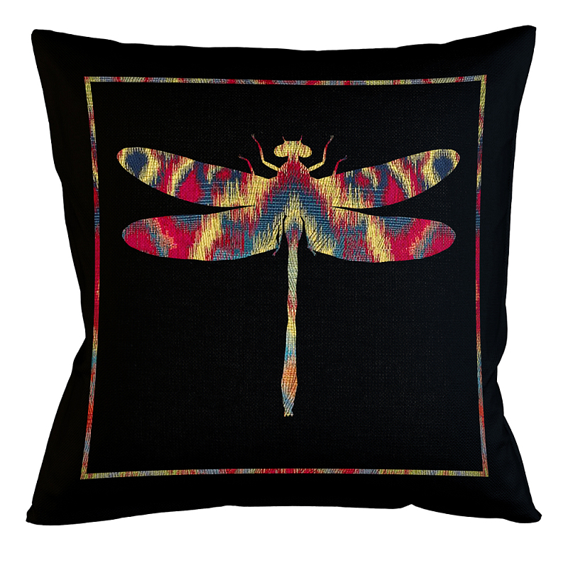 Подушка декоративная стрекоза разноцветная Ikat Pattern Черный Мульти Бежевый Подушка декоративная стрекоза разноцветная Ikat Pattern Черный Мульти Бежевый в Брянске | Loft Concept