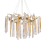 Люстра подвесная золотого цвета с разветвленными ветвями и прозрачными стеклянными подвесками Droplet Chandelier варинант исполнения - 1 | Loft Concept в Брянске