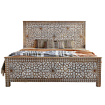 Двуспальная кровать из массива манго с резьбой Celestino Grey Mango Bed варинант исполнения - 1 | Loft Concept в Брянске