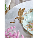 Чаша из голубого фарфора на бронзовых ножках с рисунком цветов и фигурками стрекоз Blue Garden варинант исполнения - 5 | Loft Concept в Брянске