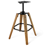 Барный стул со спинкой и металлической подставкой на 4-х деревянных ножках Бежевый Велюр Vendramin Chair варинант исполнения - 8 | Loft Concept в Брянске