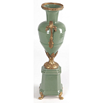 Ваза зеленого цвета из фарфора на высокой подставке с бронзовыми ручками Eden Garden porcelain and bronze варинант исполнения - 3 | Loft Concept в Брянске