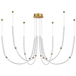 Люстра подвесная с 6-ю изогнутыми плафонами и белыми декоративными шариками PEARLS Suspension варинант исполнения - 1 | Loft Concept в Брянске