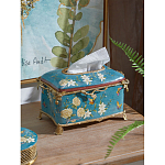 Салфетница прямоугольная голубого цвета с цветами и бабочками Blue Garden варинант исполнения - 3 | Loft Concept в Брянске