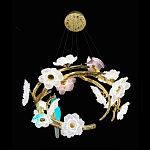 Люстра круглая на золотом каркасе с птичками и цветочным декором Miscellaneous herbs варинант исполнения - 8 | Loft Concept в Брянске