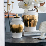 Ваза белая с крышкой и золотистыми фрагментами Chinoiserie Ceramics варинант исполнения - 1 | Loft Concept в Брянске