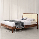 Кровать двуспальная с каркасом из дерева и мягким изголовьем Moon Walnut Bed варинант исполнения - 6 | Loft Concept в Брянске