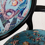 Полукресло из массива бука бирюзовое с изображением птиц и цветов Turquoise Chinoiserie Garden Chair варинант исполнения - 4 | Loft Concept в Брянске