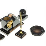 Настольный письменный набор с часами из природного камня обсидиана National Еmblem варинант исполнения - 5 | Loft Concept в Брянске