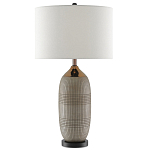 Настольная лампа керамическая с тканевым цилиндрическим абажуром Bullet варинант исполнения - 2 | Loft Concept в Брянске