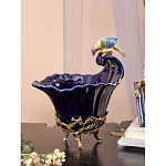 Чаша темно-синего цвета из фарфора с разноцветной птичкой Eden Garden porcelain and bronze варинант исполнения - 13 | Loft Concept в Брянске