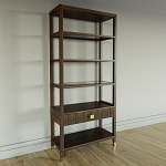 Стеллаж Elsa Dreams Walnut со стеклянными полками и ящиком варинант исполнения - 1 | Loft Concept в Брянске