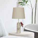 Настольная лампа с тканевым абажуром и основанием в виде птицы на дереве Simurq варинант исполнения - 3 | Loft Concept в Брянске