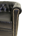 Кресло кожаное с мягкими подлокотниками на 4-х деревянных ножках Logan Leather Armchair black 2 варинант исполнения - 2 | Loft Concept в Брянске