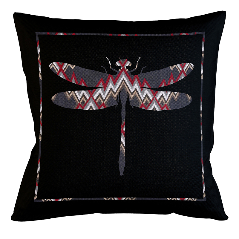 Подушка декоративная стрекоза цветной орнамент Ikat Pattern Мульти Бежевый Черный Подушка декоративная стрекоза цветной орнамент Ikat Pattern Мульти Бежевый Черный в Брянске | Loft Concept