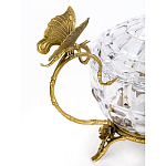 Конфетница из прозрачного рельефного стекла с ручками в виде стрекоз и фигуркой лебедя Eden Garden варинант исполнения - 2 | Loft Concept в Брянске