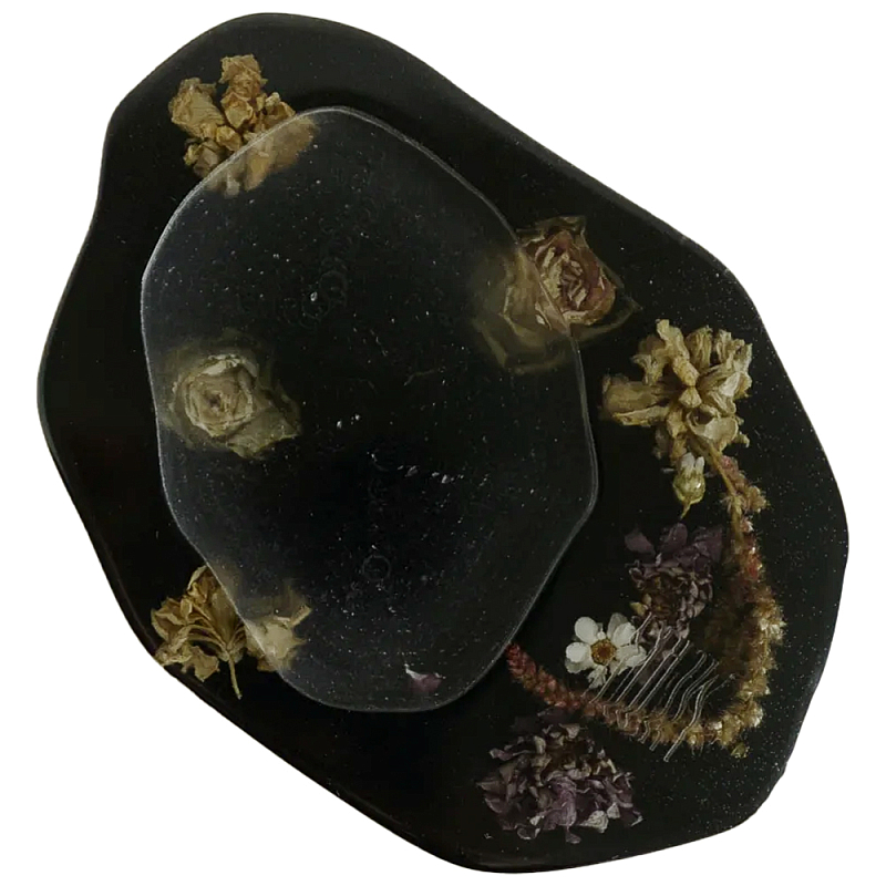 Подставка из эпоксидной смолы с цветами черная Epoxy Resin Flowers Black Черный Подставка из эпоксидной смолы с цветами черная Epoxy Resin Flowers Black Черный в Брянске | Loft Concept