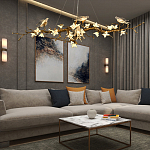 Люстра в виде золотой ветки с цветами и птичками Marvelous Garden варинант исполнения - 2 | Loft Concept в Брянске